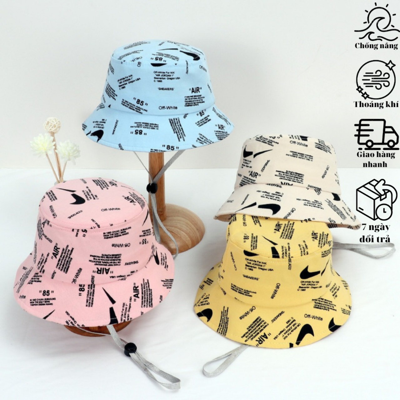 Mũ trẻ em bucket tai bèo thời trang chống nắng cho bé trai bé gái 4-8 tuổi