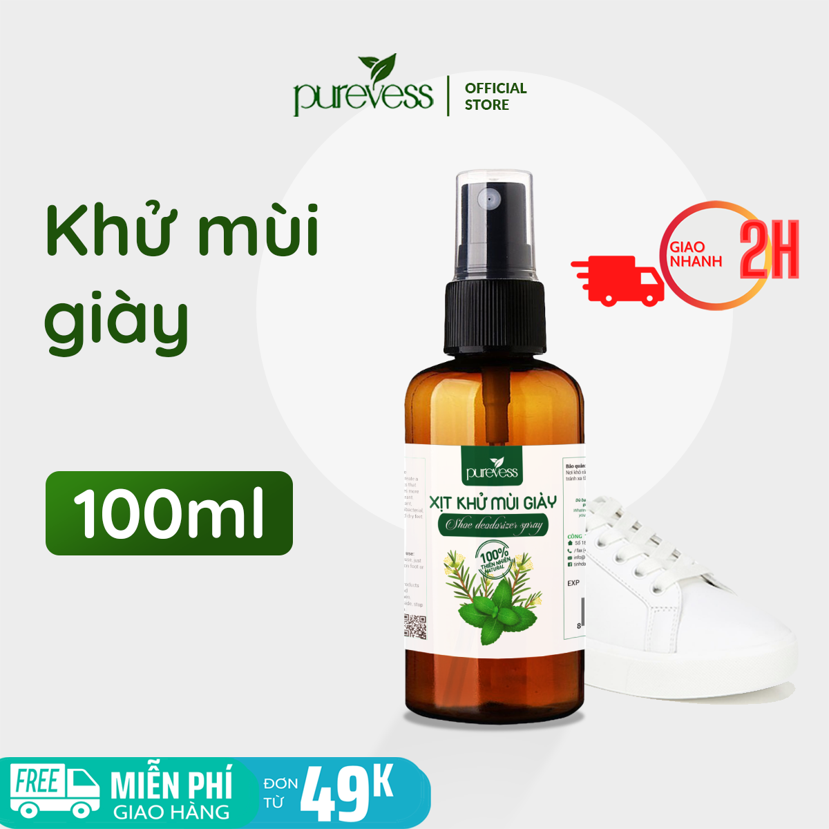 Khử mùi giày thể thao, xịt khử mùi giày, xịt thơm giày – Purevess gian hàng chính hãng
