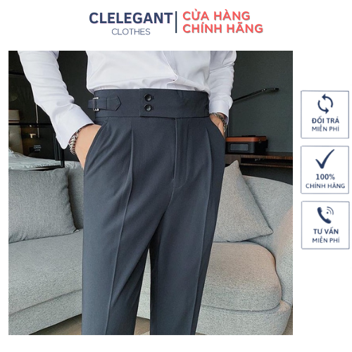 HOÀN TIỀN 15% - Quần baggy nam cạp cao Sidetab chất liệu co giãn cao cấp quần tây nam co giãn thời trang