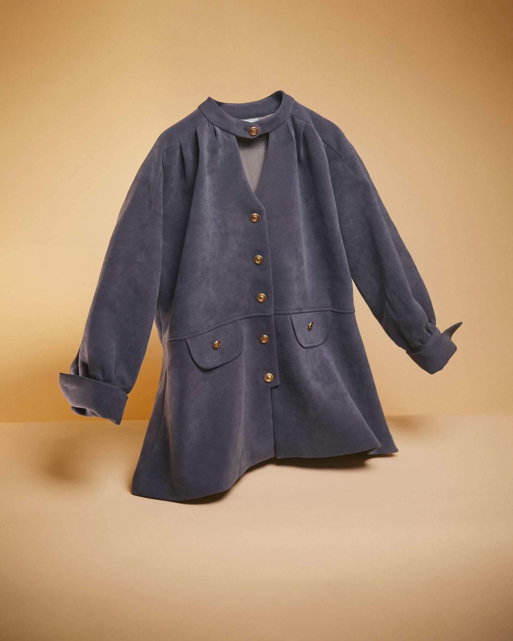 MAKI - Jocelyn Coat - Áo khoác da lộn oliu/xanh tím