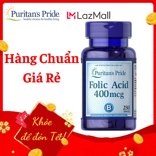 Bổ sung sắt, bổ máu cho người thiếu máu, rất quý cho bà bầu Puritan's Pride Folic Acid 400mcg 250 viên HSD 30/12/2025