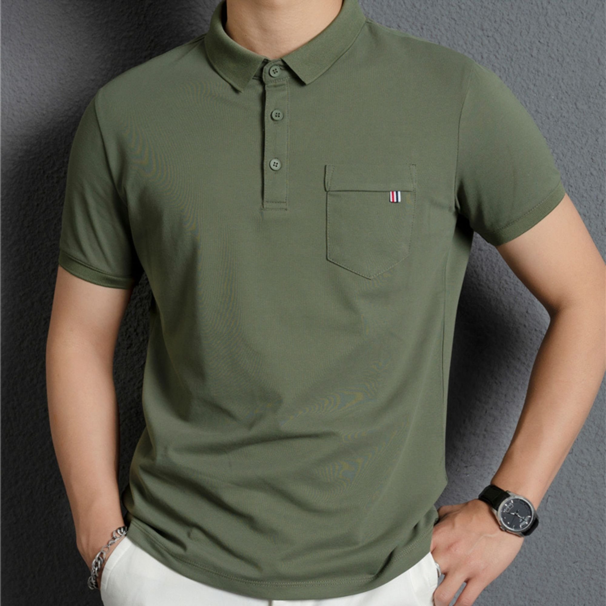 Áo thun nam, áo polo TÚI NGỰC ngắn tay, trung niên vải cá sấu full size