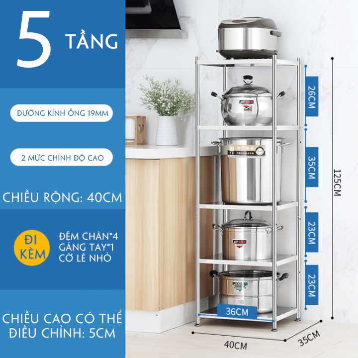 Kệ bếp inox, kệ để đồ nhà bếp 5 tầng, kệ để đồ thông minh, kệ để đồ di động, kệ để vật phẩm, kệ bếp cao cấp, kệ để đồ chống rỉ, kệ nhà bếp, kệ lò vi sóng, kệ vật phẩm M051