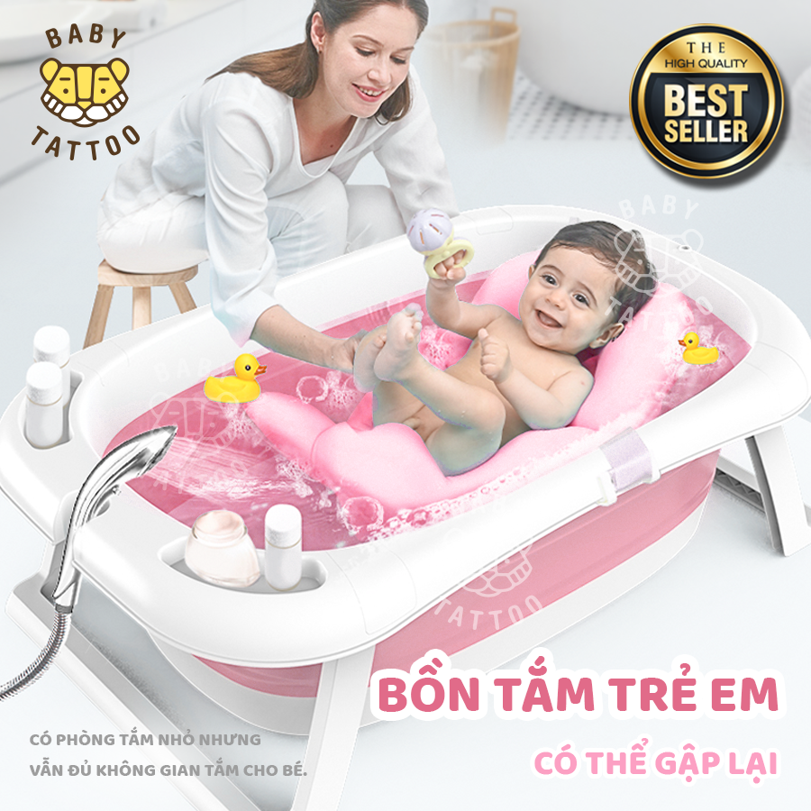 [HCM]Bồn tắm gấp gọn cho trẻ em BABT TATTOOChất liệu PVC bền đẹp tiện dụng cho việc gấp gọnkhông phai màu khi sử dụng