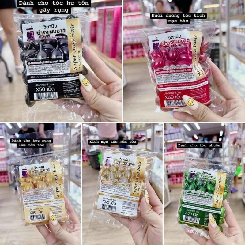 Combo 50 viên serum dưỡng tóc Super Long Hair cao cấp giúp tóc dài, mềm tóc Thái Lan
