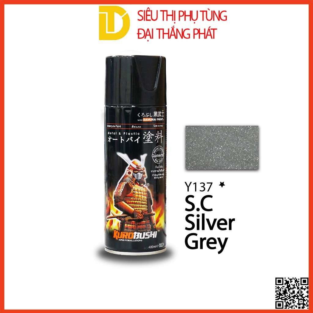Sơn Samurai sơn xịt xe máy đủ loại màu Y137x MÀU XÁM BẠC S.C HOT SALE