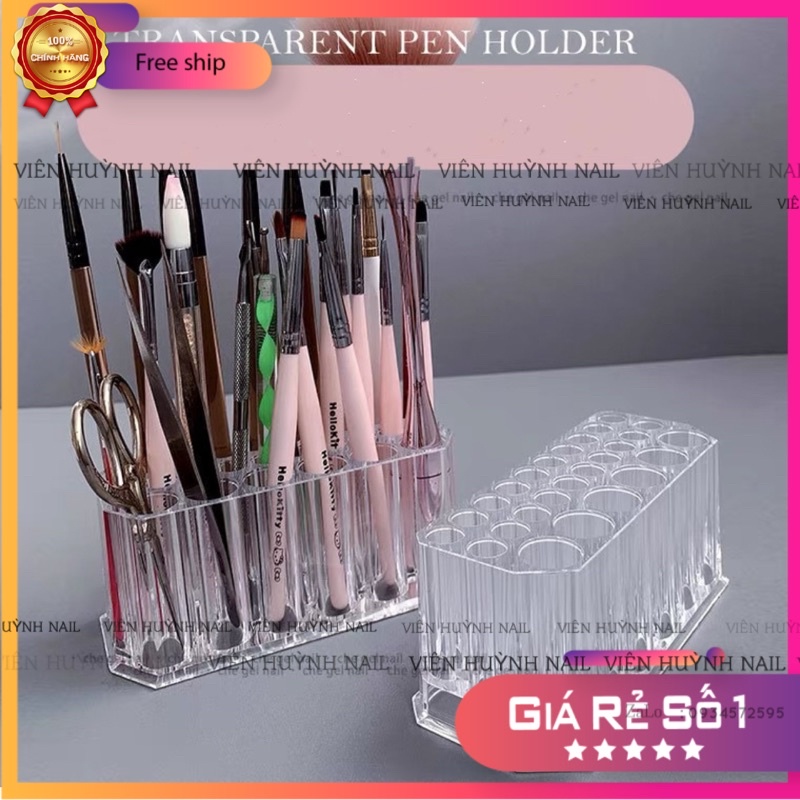 Hộp đựng cọ cao cấp 26 ô khay cắm cọ nhíp nail bằng thuỷ tinh