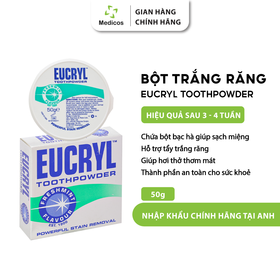 Bột Tẩy Trắng Răng Eucryl Toothpowder Chính Hãng