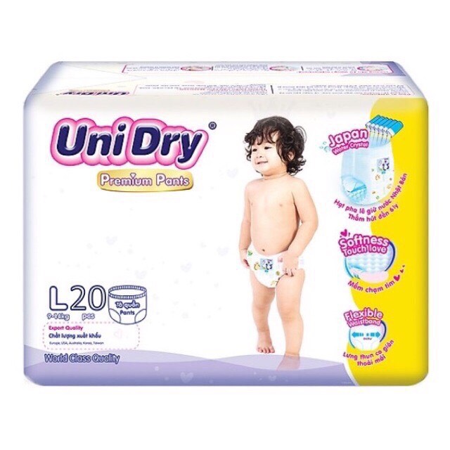 Tã Quần Cao Cấp UniDry Premium L20 miếng du lịch