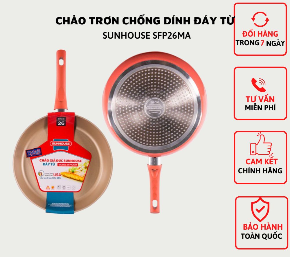 Chảo trơn chống dính đáy từ sunhouse mama sfp26ma/ sfp28ma