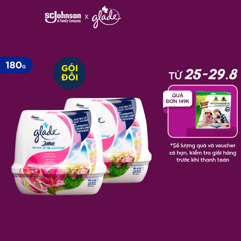 Bộ đôi glade sáp thơm hương cỏ hoa 180gx2