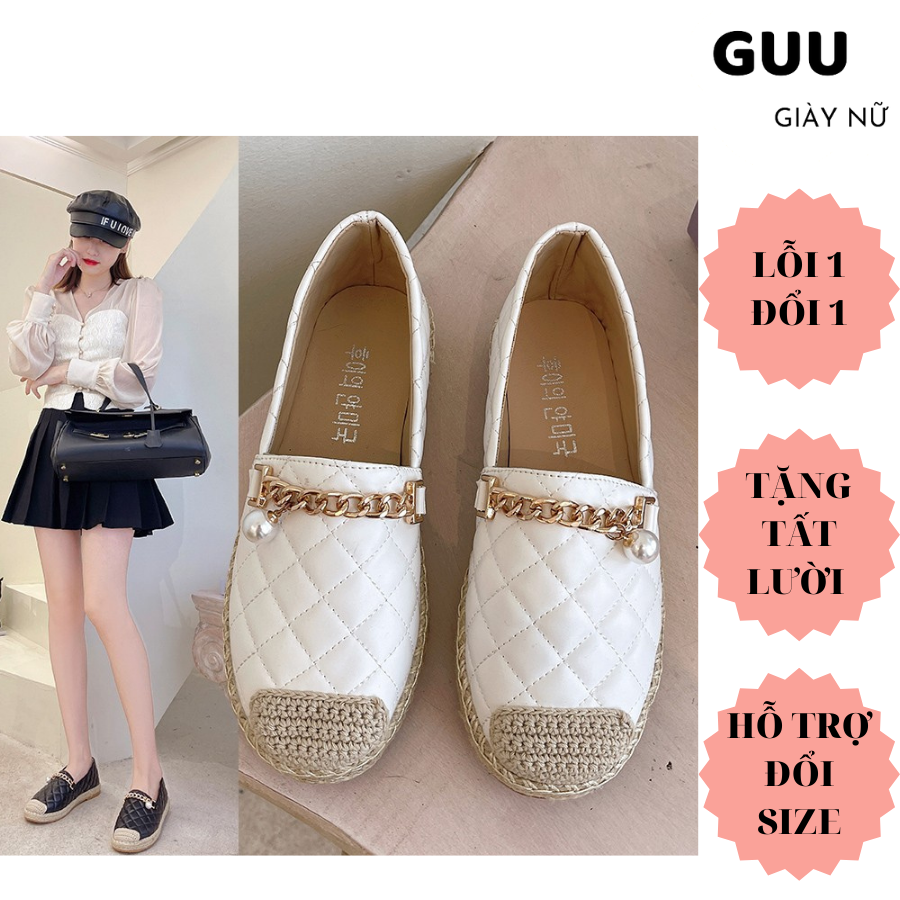 Giày lười nữ màu Trắng - đen siêu sang chảnh giày slip on nữ