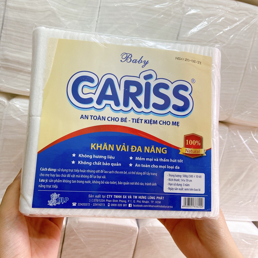 Khăn vải khô đa năng Baby Cariss 500 tờ/túi
