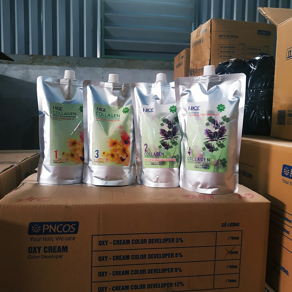 Bộ Duỗi , uốn setting Collagen đa năng siêu thẳng mượt, siêu xoăn NICE 1000ml