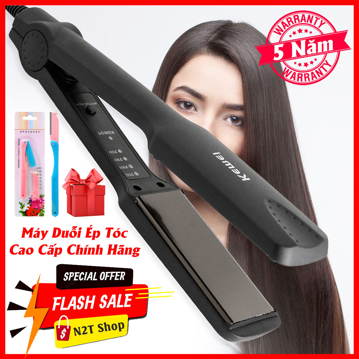 Máy bấm tóc, máy kẹp tóc, máy bấm phồng chân tóc, máy dập phồng chân tóc, máy bấm tóc dập xù, máy tạo kiểu tóc đa năng chính hãng Kemei KM 332