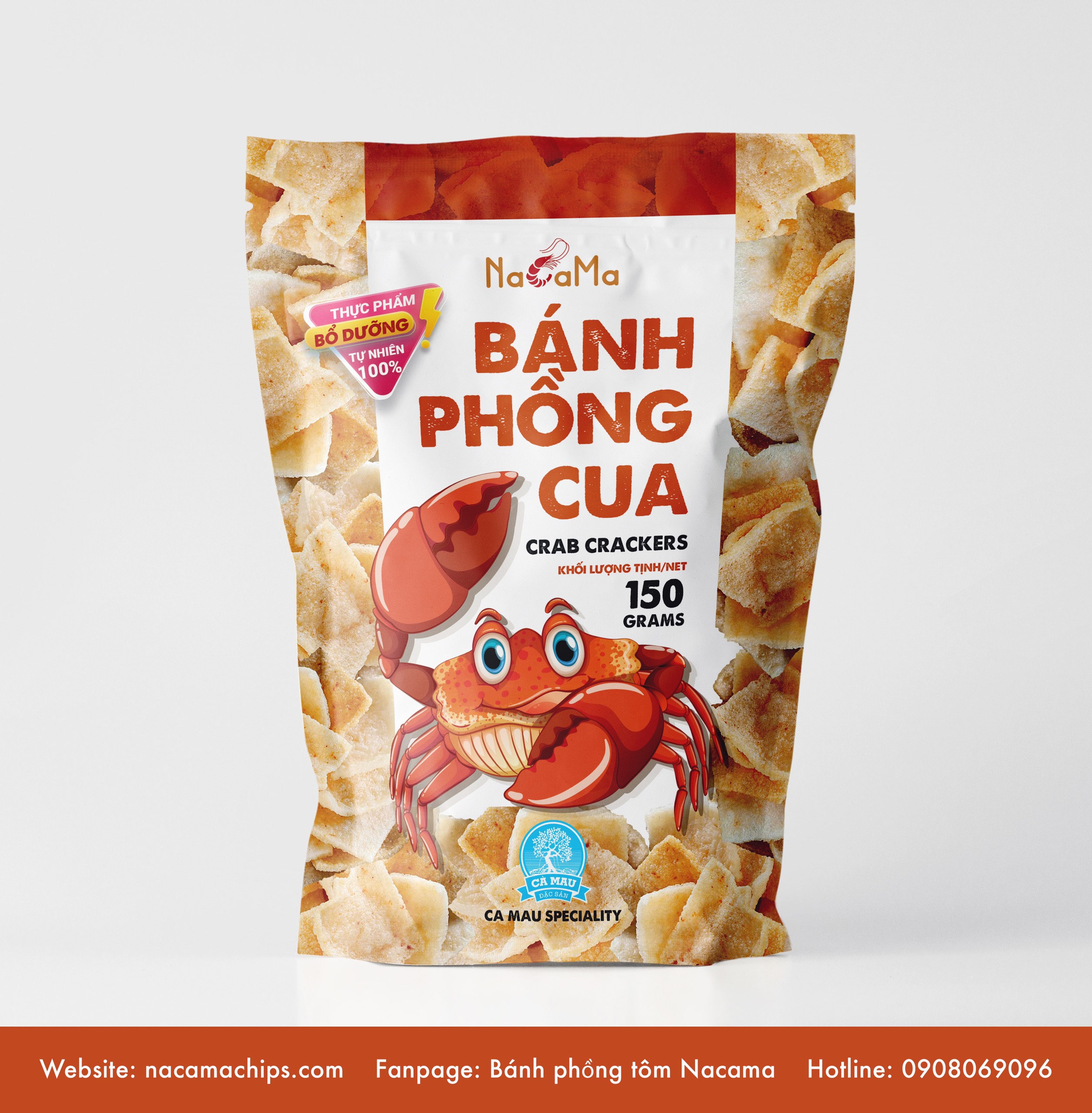 Bánh phồng tôm cà mau - nacama bánh phồng cua túi 150g