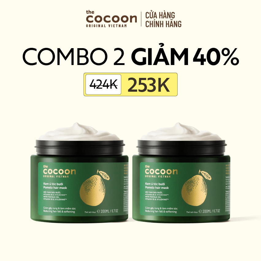 COMBO 2 Kem ủ tóc bưởi Cocoon giảm gãy rụng và làm mềm tóc 200ml