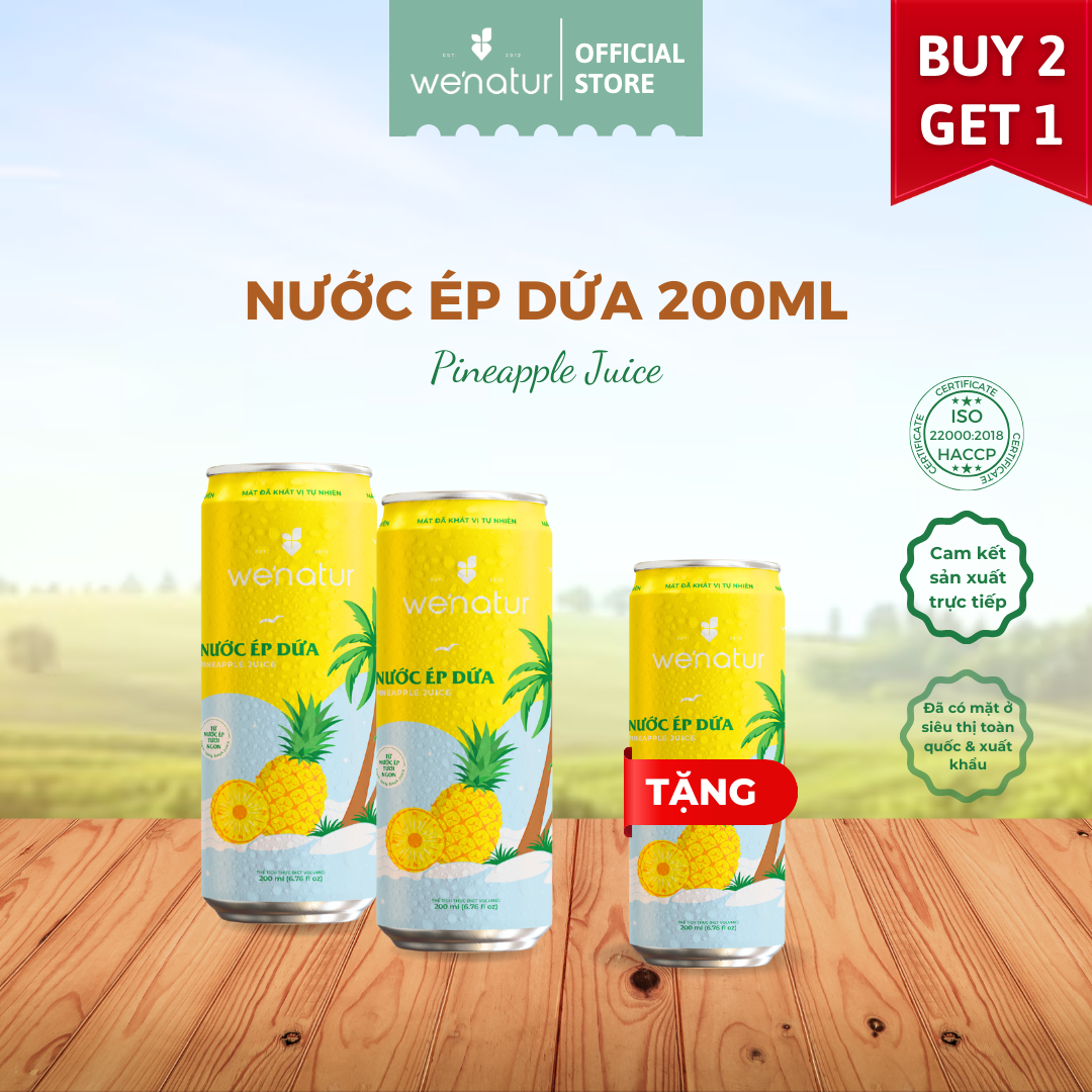 [MUA 2 TẶNG 1] Combo 2 Nước Ép Dứa we'natur 200ml tặng 1 nước ép dứa 200ml