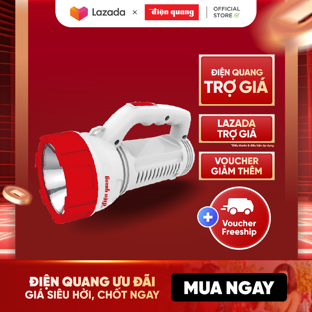 Đèn Pin LED Điện Quang ĐQ PFL08 R WR (Pin sạc, Trắng - Đỏ)