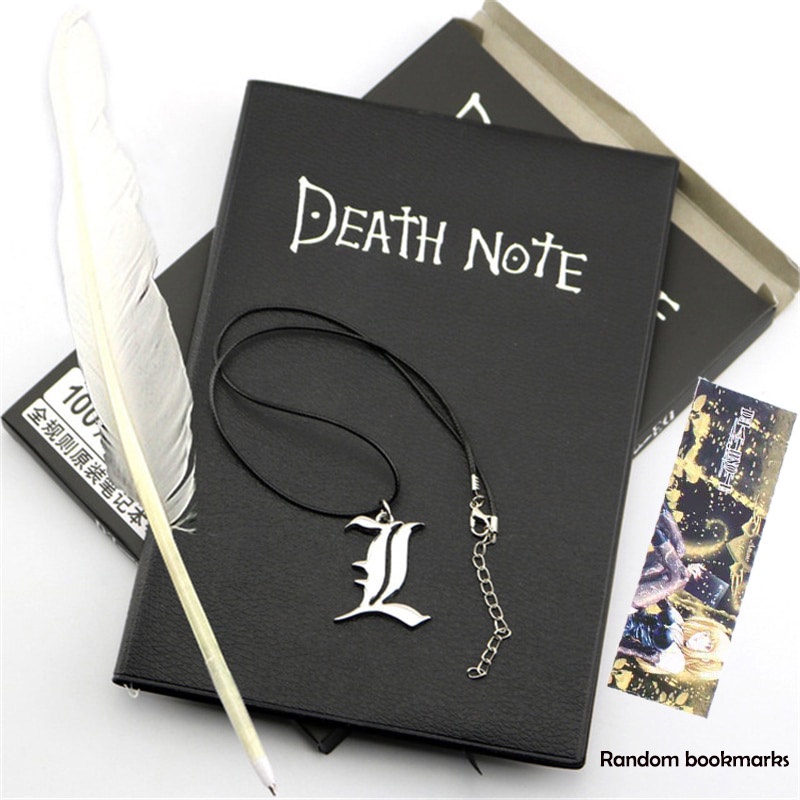 Mh52 sổ tay death note bìa da in họa tiết kèm bút và dây chuyền. sổ tay anime death note
