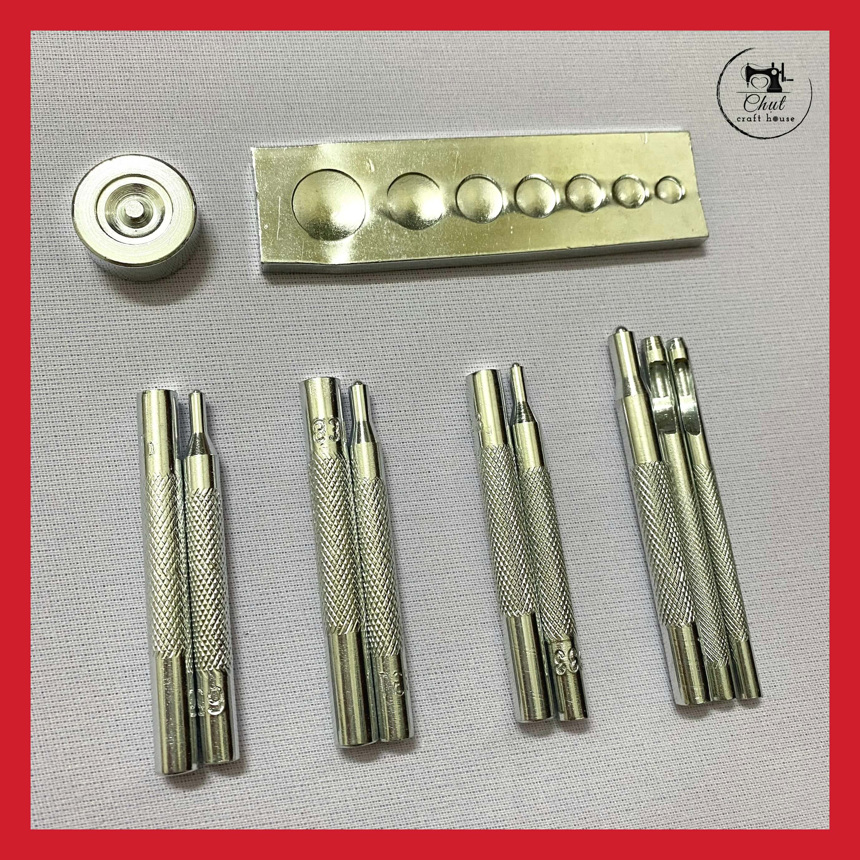 Bộ đóng cúc bấm 11 chi tiết ❇️ dụng cụ làm đồ da, túi ví handmade ✳️
