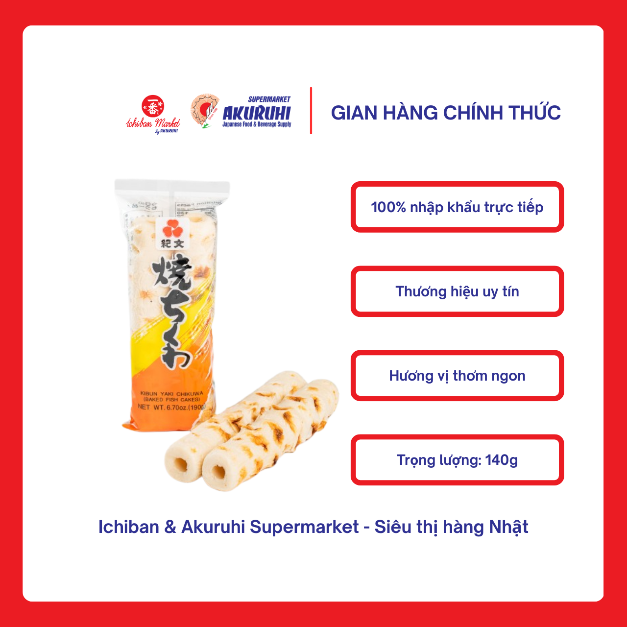 [Ichiban Market] Chả Cá Nướng Yaki Chikuwa 140g