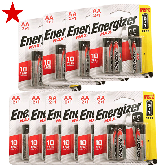 Combo 10 vỉ pin tiểu AA Energizer Alkaline chính hãng