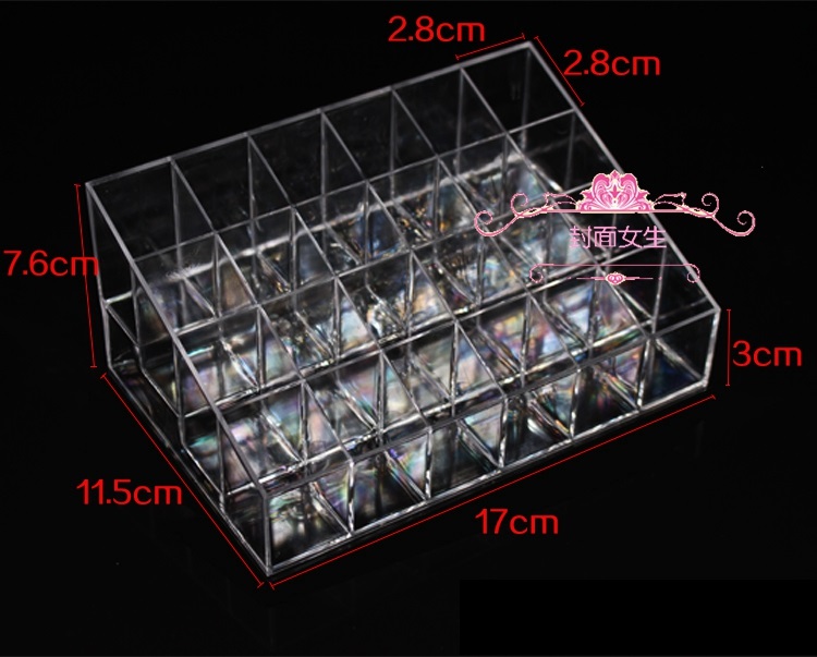 Kệ đựng mỹ phẩm 24 ngăn tiện dụng - Kệ đựng son mỹ phẩm mica trong suốt cao cấp loại dày - Khay để son và dụng cụ make u