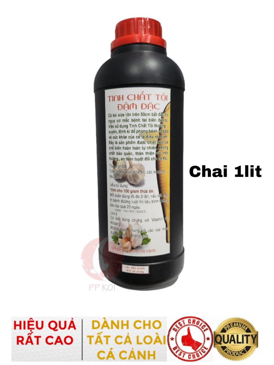 Tinh chất tỏi đậm đặc cho cá koi, cá vàng, cá rồng và các loại cá cảnh - chai 1lit