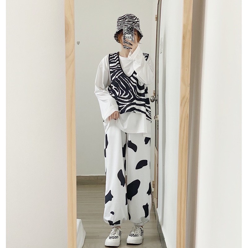 🍓Quần Jogger Chất Nỉ Da Cá Bò Sữa Bo Gấu Nam Nữ Trắng Unisex T5