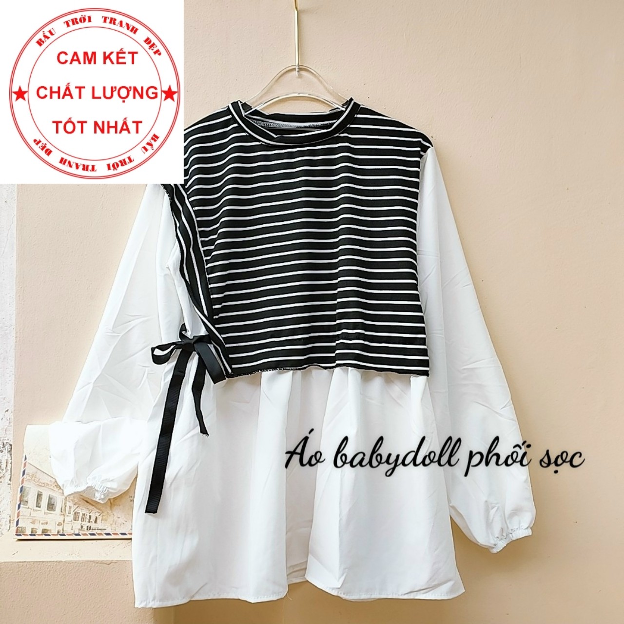 Áo 2 dây babydoll phối sọc, áo hot trend, phụng hoàng