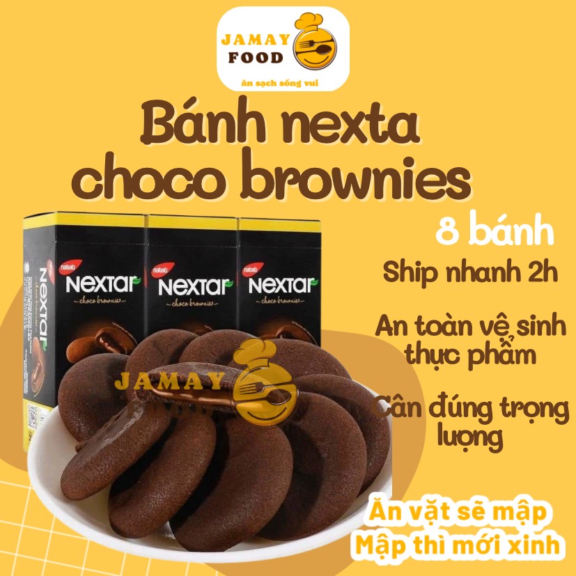 Hộp 8 bánh Nexta choco brownies đậm đà hương vị chocola mềm thơm béo đồ ăn vặt Jamay Food