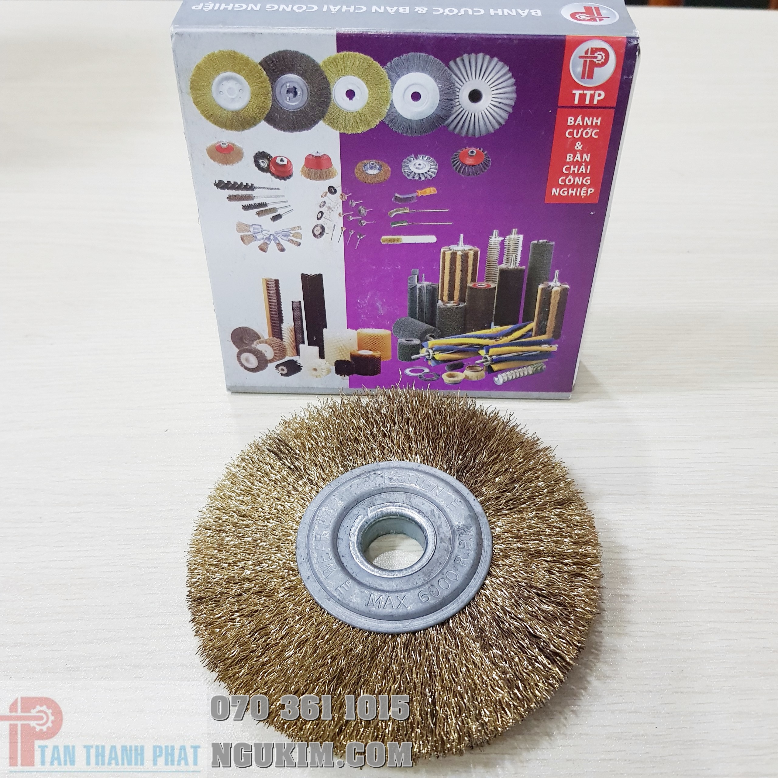 Bánh cước sợi thép vàng đánh bóng phi 100, dày 10, sợi 0.2 cốt 16