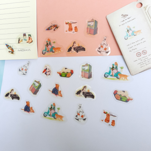 Bộ 40 sticker hình dán mini cuộc sống của thú cưng