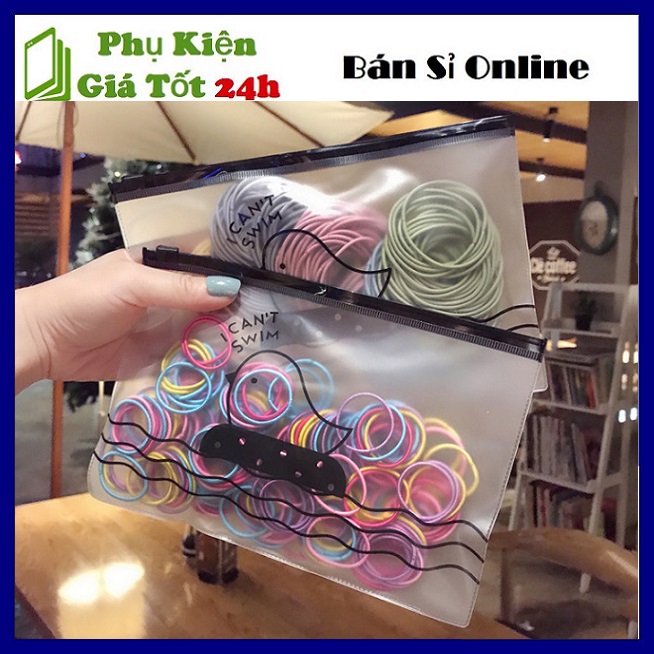 ⚡ Sét 100 Dây Chun Cột Tóc Co Giãn Nhiều Màu Tiện Dụng Cho Nữ - Túi 100 dây thun cột tóc cao su co giãn thời trang Hàn Quốc cho bé gái  ⚡