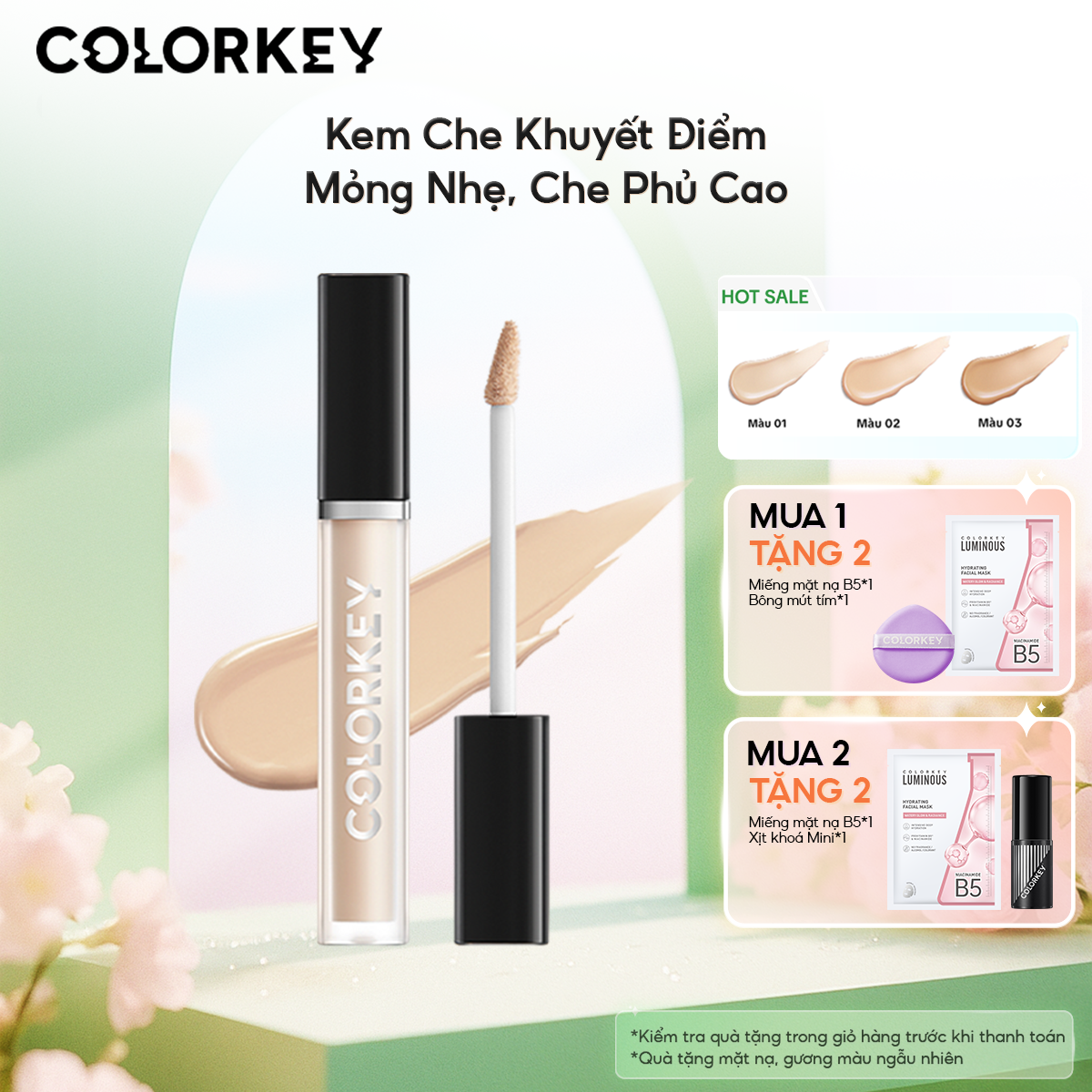 Kem Che Khuyết Điểm COLORKEY Dạng Lỏng Mỏng Nhẹ Che Phủ Cao 6ml