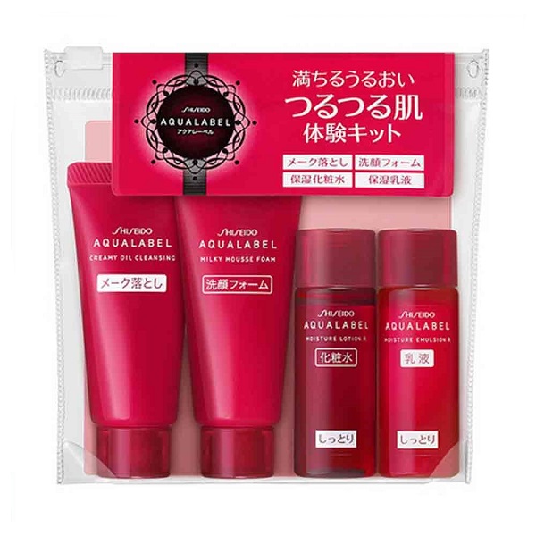 Bộ dưỡng da mini cho da khô Shiseido Aqualabel màu đỏ - Nhật Bản