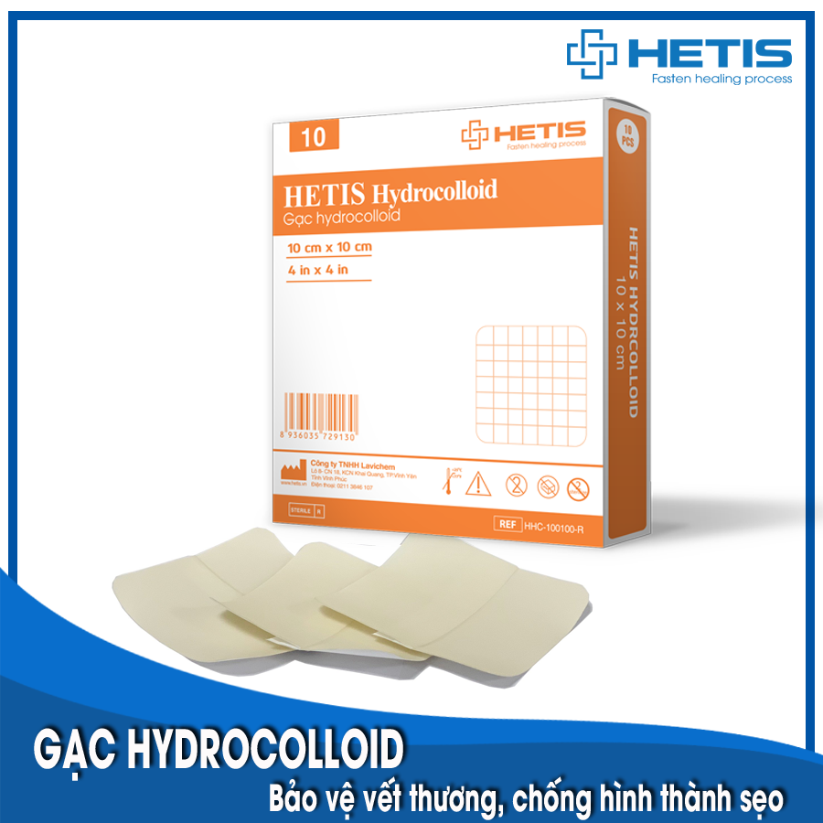 Miếng dán mụn, vết bỏng, vết thương, ngừa sẹo Hydrocolloid thương hiệu HETIS HHC (1miếng)