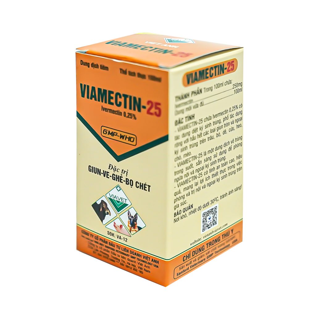 VIAMECTIN 25 -- ĐẶC TRỊ GIUN, VE, GHẺ, BỌ CHÉT