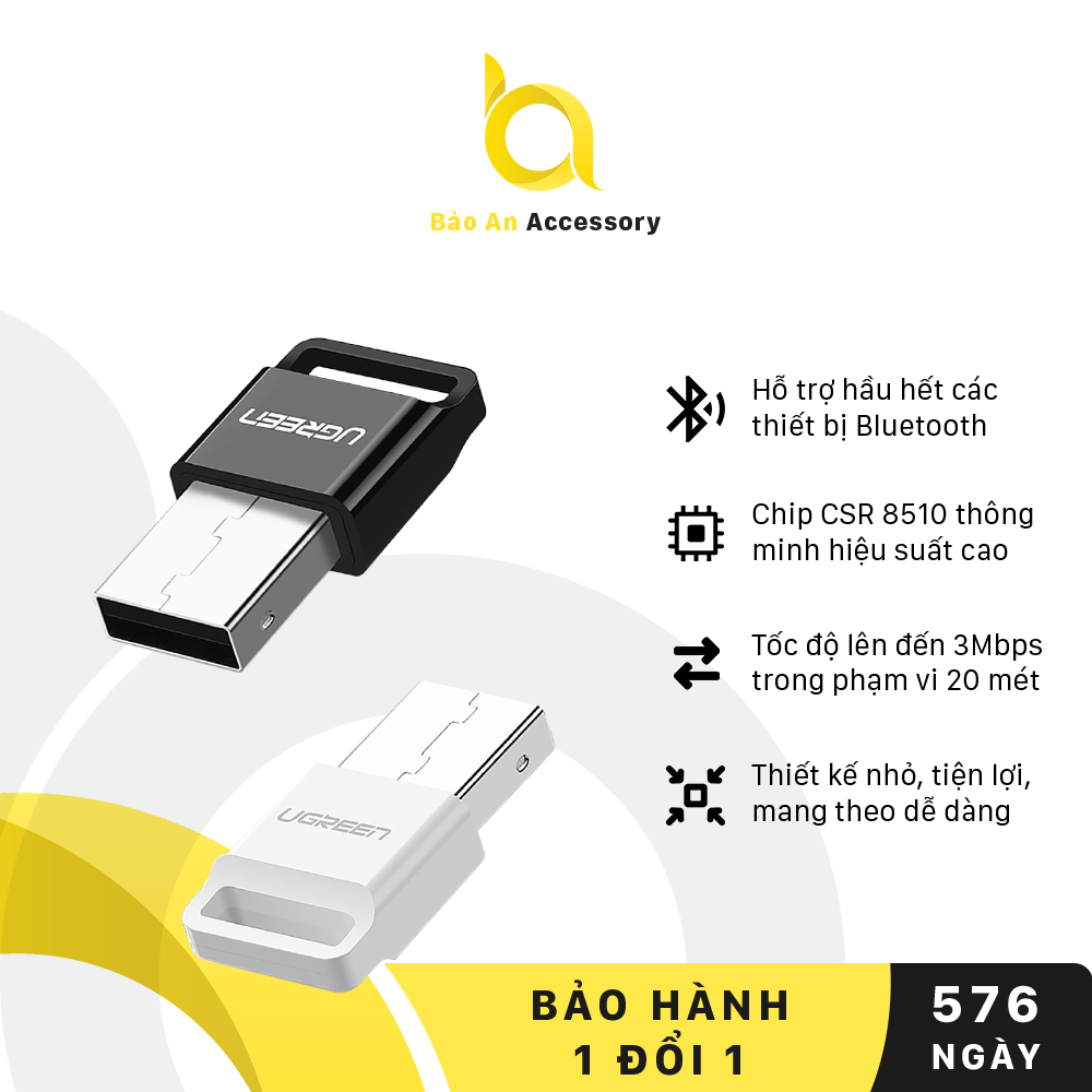 Thiết Bị USB Thu Phát Bluetooth 4.0 UGREEN US192 Hỗ Trợ Kết Nối Cho Máy Tính - Hàng Chính Hãng