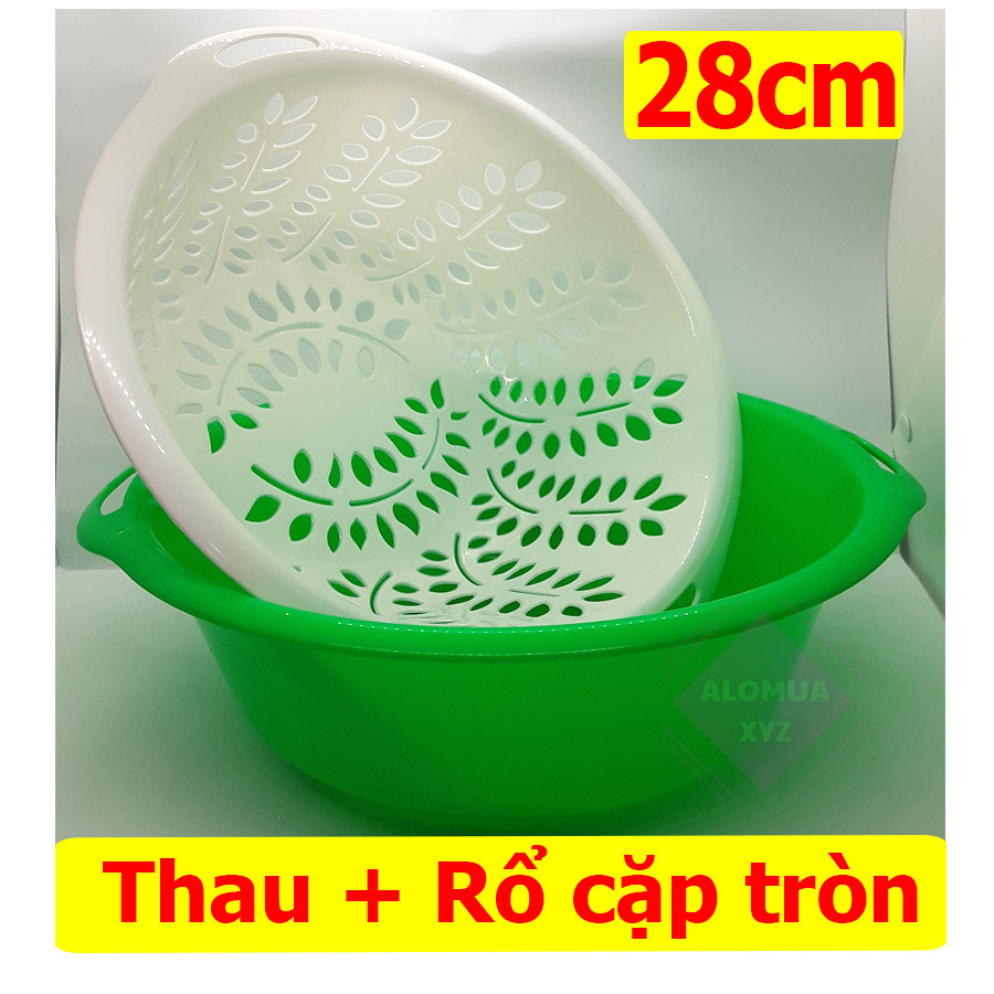 Thau Rổ cặp 28cm - Thau nhựa và Rổ nhựa - Màu ngẫu nhiên