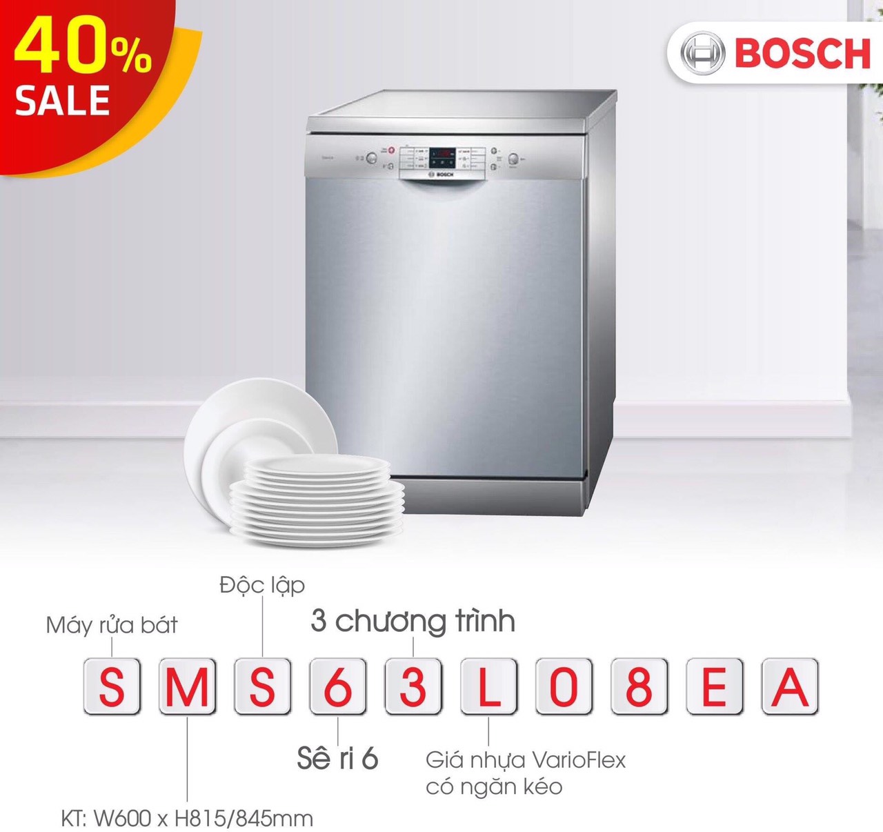 Máy rửa bát Bosch SMS63L08EA hot 2021 tại SevenMoon's Store, rửa diệt khuẩn, sấy khô cong, sạch kin kít, rửa nhanh, tốn ít nước, rất tiện, giải phóng phụ nữ, gia tăng hạnh phúc gia đình