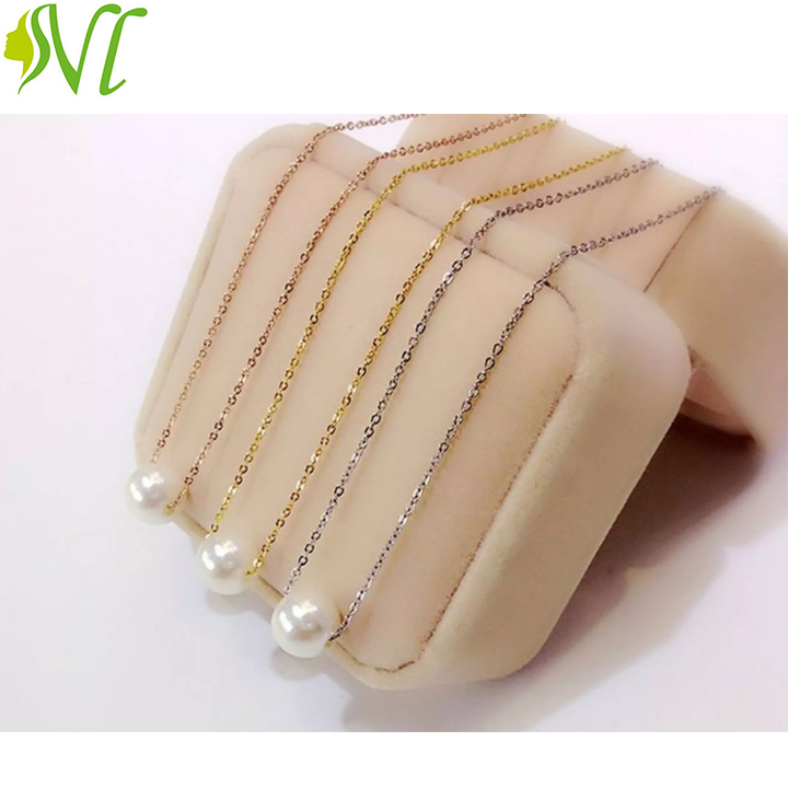Dây chuyền titan ngọc trai xỏ ngang dễ thương không đen dị ứng ( 7 ngày đổi trả nếu không giống hình)