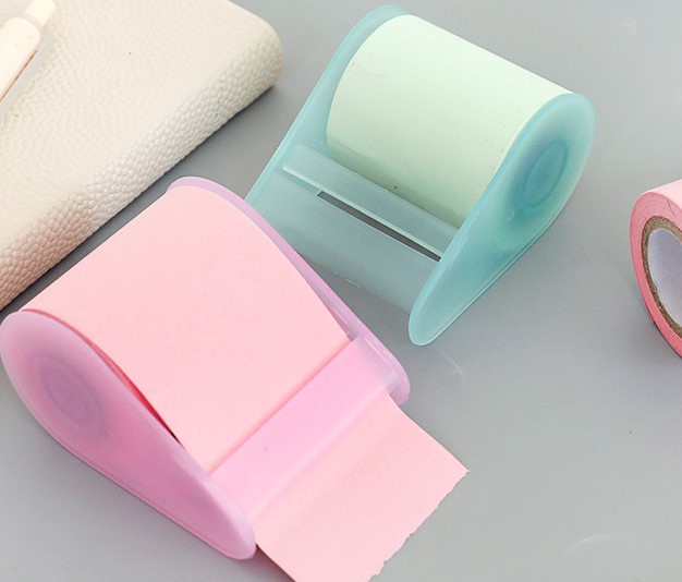 Giấy note cuộn ghi chú có keo dính kèm dao cắt tiện lợi, có thể thay lõi giấy, dài 8m, nhiều màu [1.73]