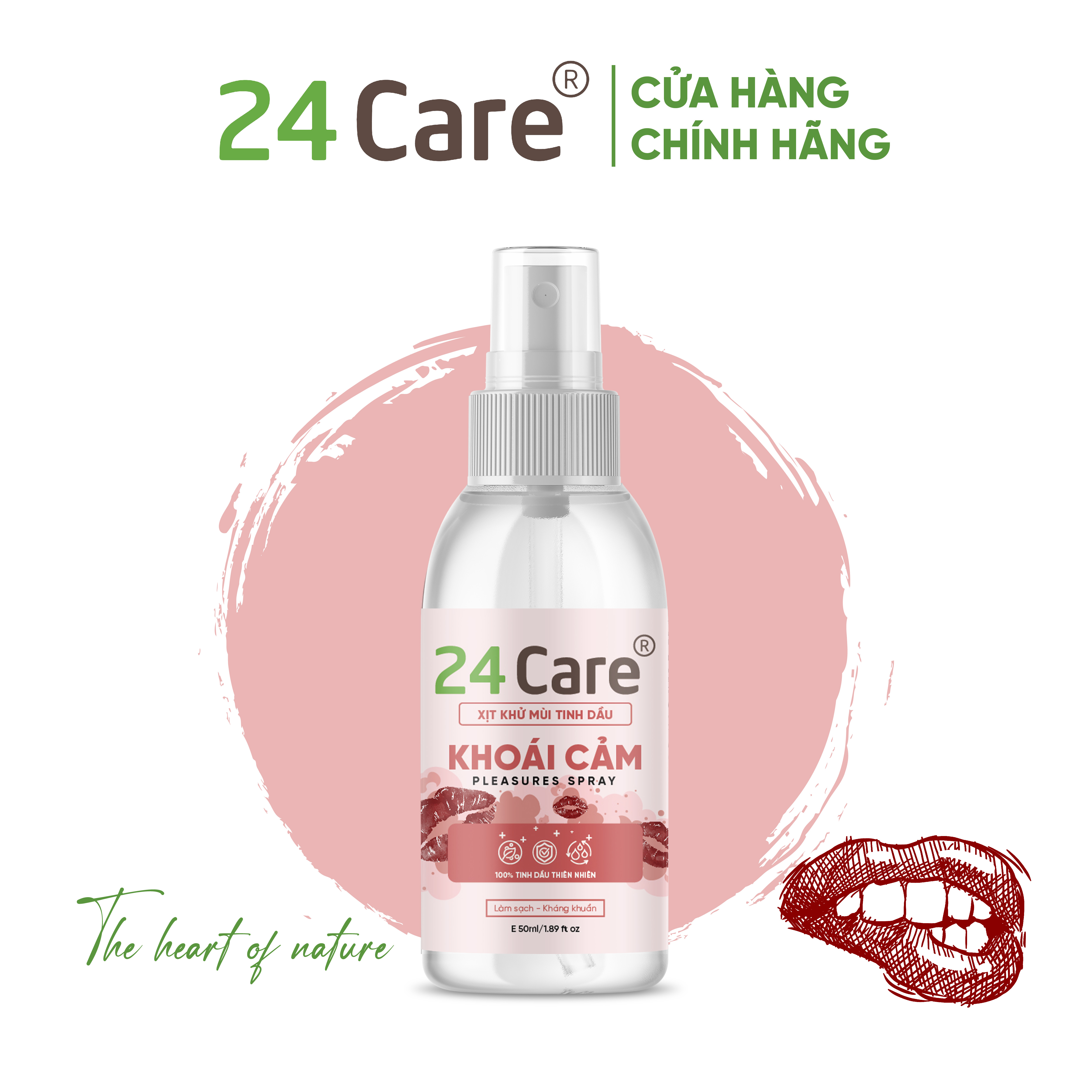 Xịt thơm phòng tinh dầu khoái cảm 24care dung tích 50ml/ 100ml/ 250ml