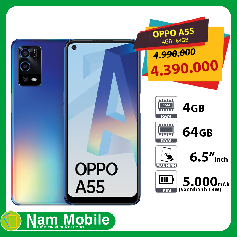 Điện Thoại OPPO A55  - Hàng chính hãng - Bảo hàng 12 tháng, 1 Đổi 1 trong 30 ngày