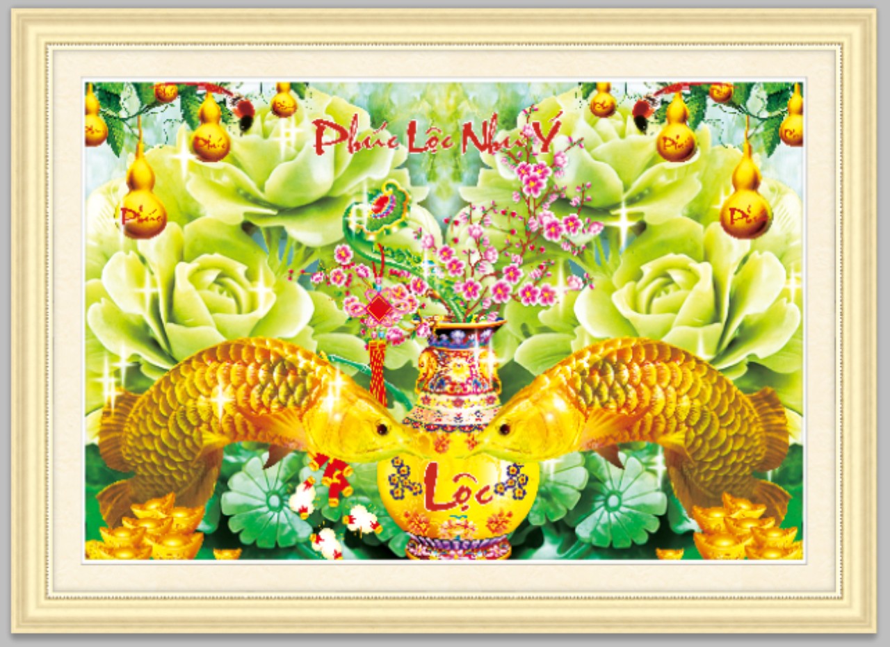 [HCM]Tranh thêu chữ thập Phúc Lộc Như Ý 53569 - chưa thêu