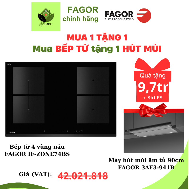 BẾP TỪ 4 vùng nấu FAGOR IF-ZONE74BS tặng máy HÚT MÙI FAGOR 3AF3-941B