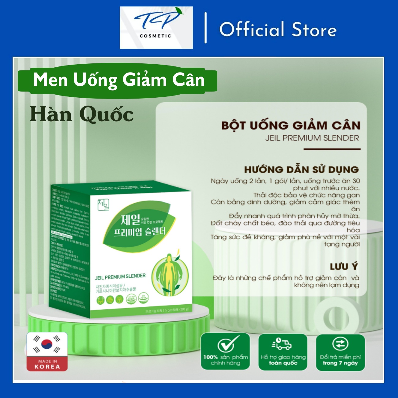 Men Uống Giảm Cân - Bột Uống Giảm Cân Jeil Premium Slender Nhập Khẩu 100% từ Hàn Quốc
