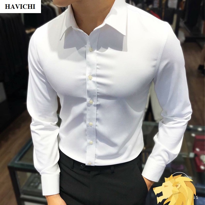 [HCM]Áo sơ mi nam trắng havichi.com phong cách thoáng mát không nhăn.